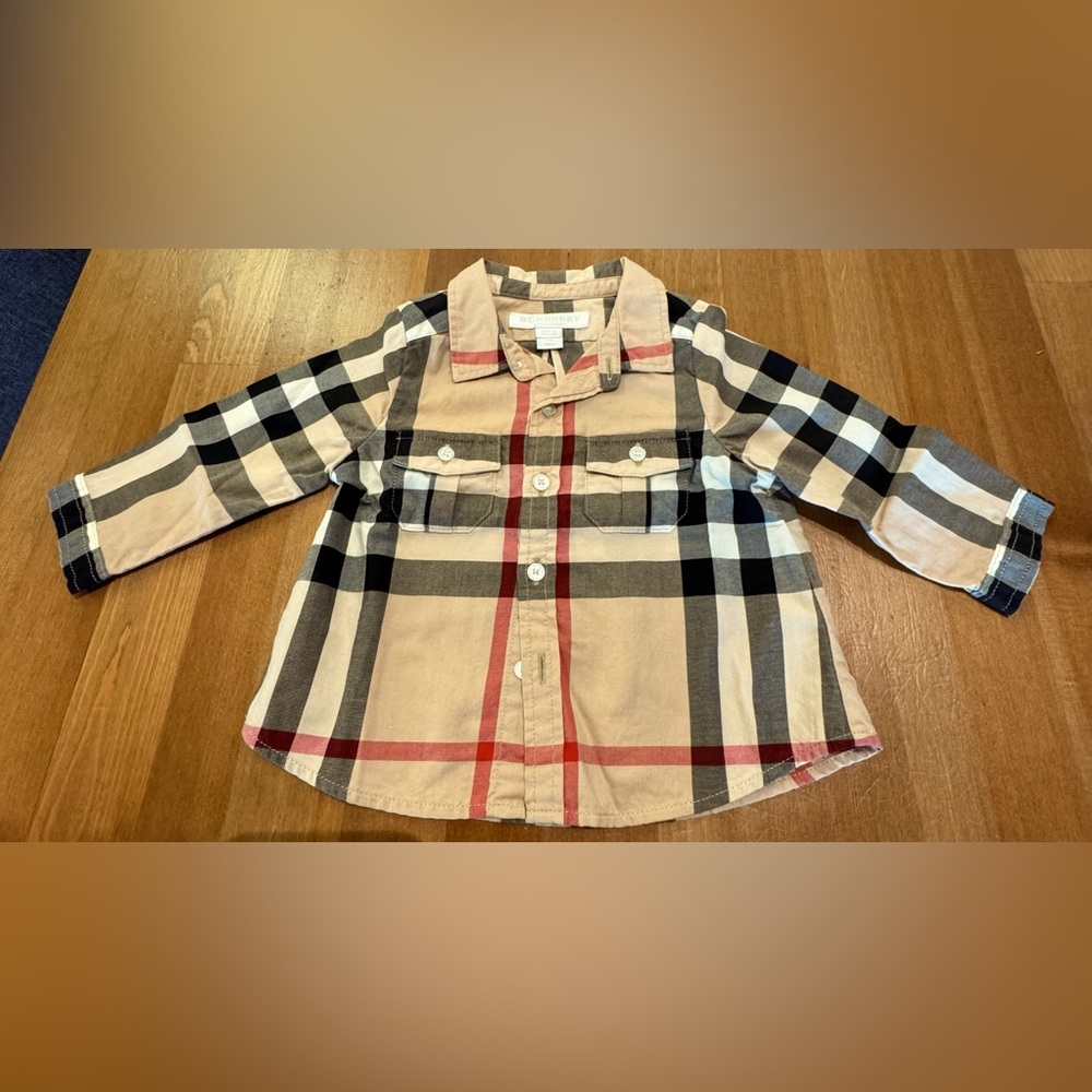 Authentic Burberry bottom up baby shirt 6 months